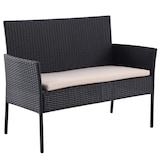 thumbnail of aro Salotto da esterno 4 pezzi, acciaio/vetro/poliestere, 2 poltrone singole, 1 divano a 2 posti, 1 tavolino, nero/beige