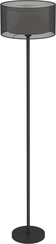 Stehlampe Metall Schwarz Stoffschirm zweifarbig 33x33x153 cm mit Fußschalter E27 Fassung, modernes Licht für Wohnzimmer und Schlafzimmer