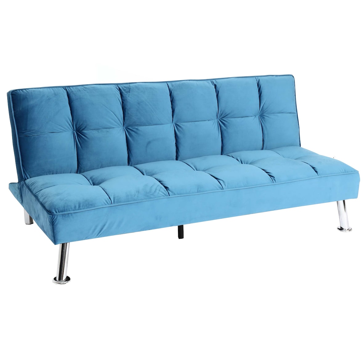Sofa HWC-K21, Klappsofa Couch Schlafsofa, Nosagfederung Schlaffunktion Liegefläche 181x107cm ~ Samt, blau