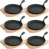 thumbnail of 6x WAS Germany Servierpfanne mit Holzuntersetzer und abnehmbarem Serviergriff Ø 22 cm Gusseisen