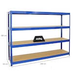 thumbnail of PROREGAL Étagère charge lourde DINO, HxLxP 180x240x60cm, 450kg par niveau, Bleu, Étagère robuste de Garage, Atelier