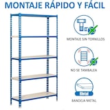 thumbnail of Scaffale metallico senza viti Simonclick 5 ripiani. Colore blu/bianco 1800x900x400 mm