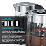 thumbnail of Arendo Edelstahl Glas Wasserkocher mit Teesieb und Rauchglas Teekocher Infusion 1,7 Liter