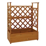 thumbnail of Hochbeet HWC-P67, Pflanz-/Blumenkasten Pflanzkübel Rankgitter Rankhilfe Spalier Holz FSC® 114x85x44cm ~ natur