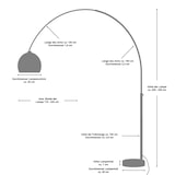 thumbnail of SalesFever Lampe à arc  XXL 230 cm | réglable en hauteur | Ø abat-jour 40 cm | socle en marbre véritable | L 220 x P 40 x H 230 cm | blanc