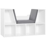thumbnail of HOMCOM librería con asiento estantería de libros con 6 cubos estantería infantil con cojín 102x30x61cm blanco y gris