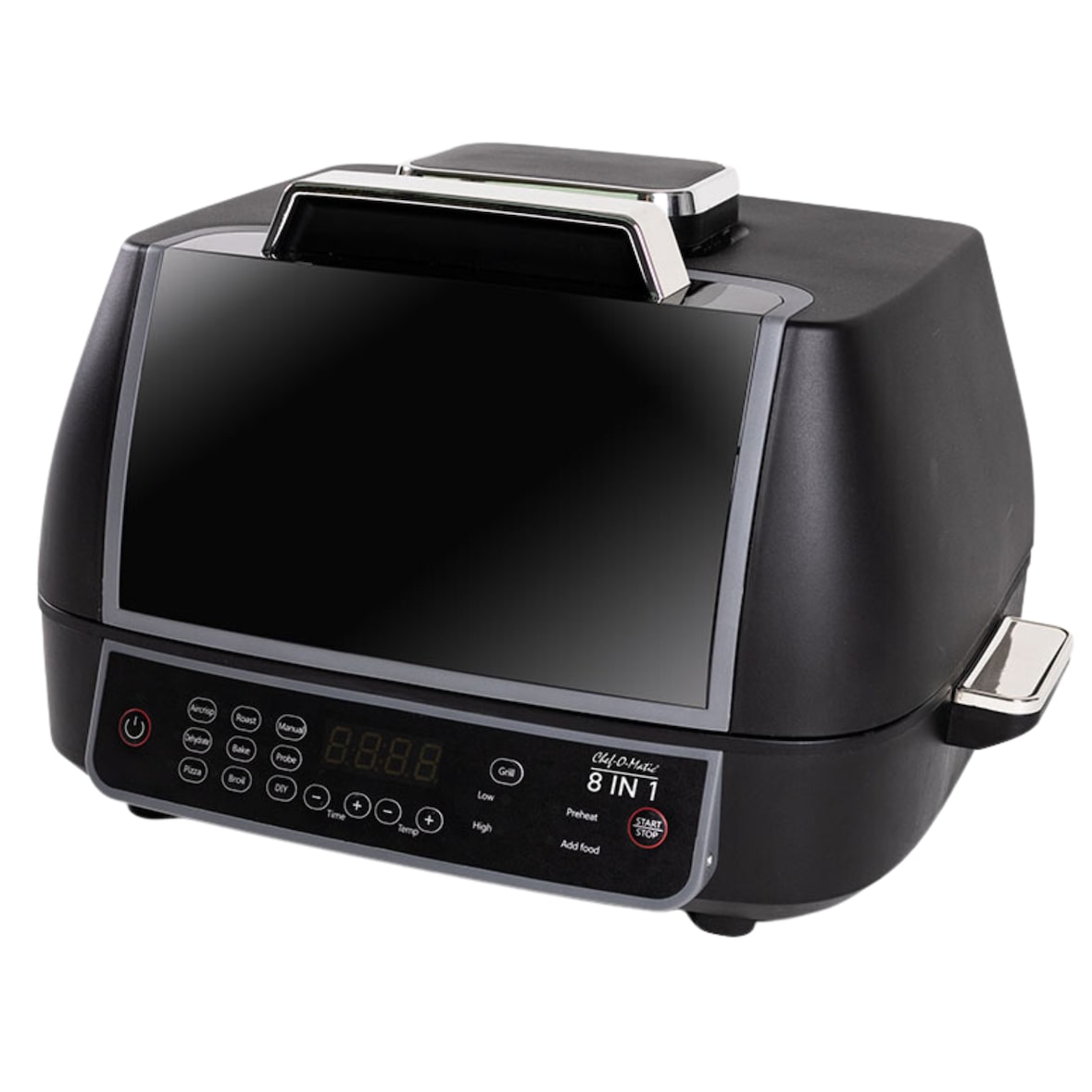 Chef O Matic 8in1 Air & Grill - Heißluftfritteuse, 1500 Watt, 8 Programme, Timer: 1-240 min., Sonderprogramm: Dörren, 50°C - 205°C, Grill, schwarz