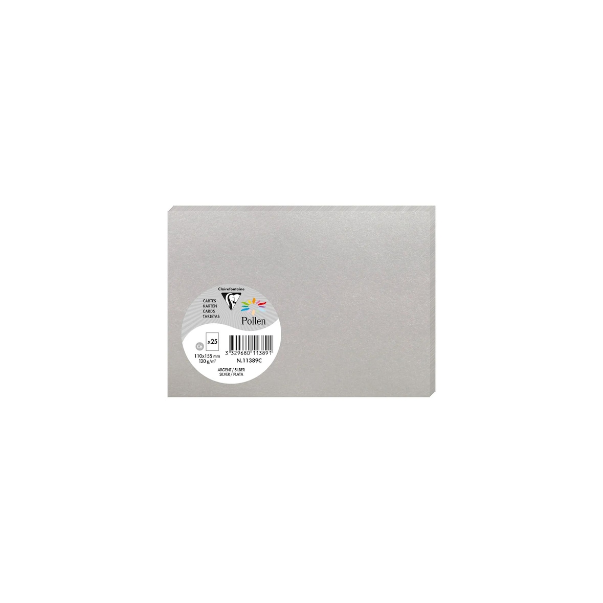 Pollen 250x Pollen, Packung mit 25 Karten 110x155 mm, 210g - Silber 11389C