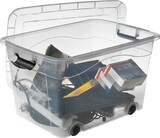 thumbnail of 3 Stück Aufbewahrungsbox transparent 60 Liter mit Deckel und Klickverschluss 610 x 450 x 360 mm inkl. Rollen
