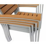 thumbnail of Terrassenstuhl Izola mit Armlehnen, Innen- und Outdorstuhl, Farbe Teak, Gestell Silber