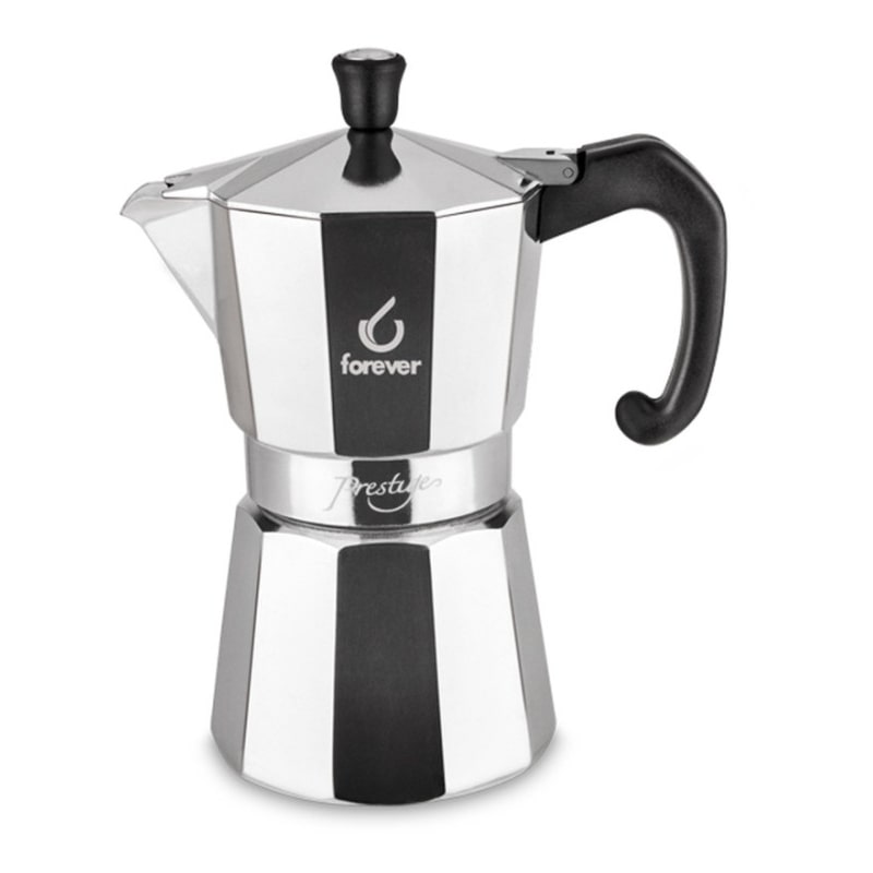 Forever prestige, caffettiera moka 9 tazze in alluminio qualità extra