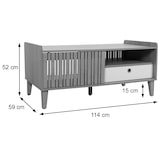 thumbnail of Couchtisch HWC-M48, Wohnzimmertisch Tisch Sofatisch, 52x114x59cm ~ beige, Schublade grau