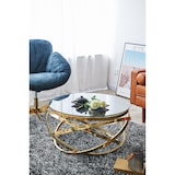 thumbnail of SalesFever Couchtisch Ø 80 cm rund | Sicherheitsglasplatte grau 8 mm | Gestell goldfarben, rostfreier Edelstahl | Grau / Gold