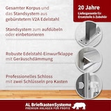 thumbnail of AL Briefkastensysteme 4 Fächer Premium Edelstahl Stand Briefkasten Anlage für Post A4 modern, robust, wetterfest, Artikelnummer: 331V4S1