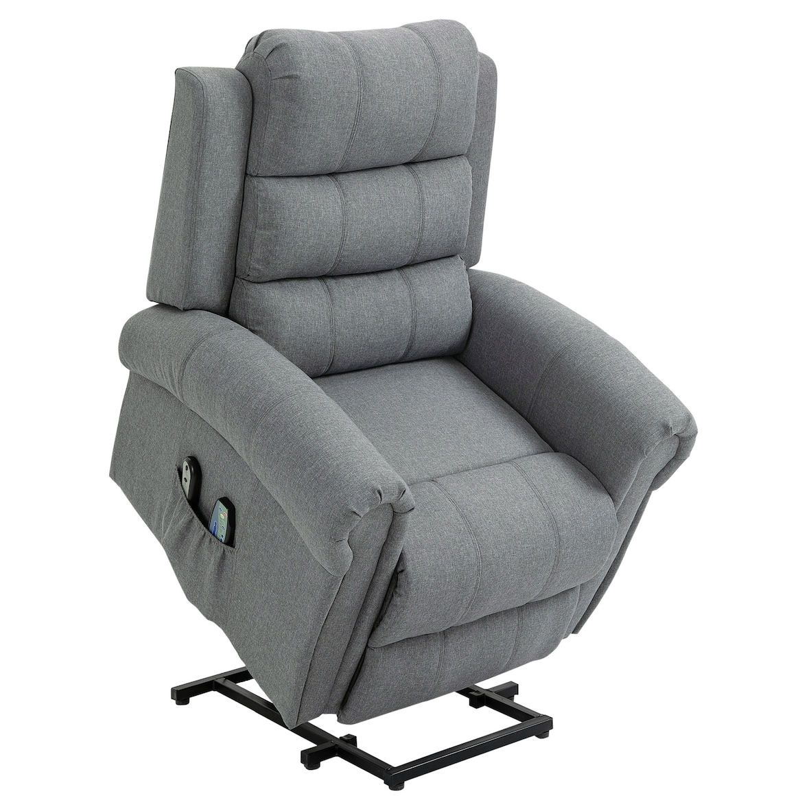 HOMCOM sillón relax reclinable eléctrico levanta personas, con masaje vibratorio y calor, control remoto, reposapiés, gris