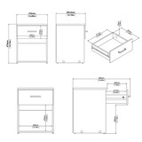 thumbnail of WellHome - Set van 2 Duero-nachtkastjes met 1 lade gemaakt van eikenstructuur 37,6x35,95x47,5cm