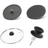 thumbnail of Ø30cm Grillpfanne aus Gusseisen Bräter mit Pressdeckel Glasdeckel Pfannenwender Schmortopf zwei Griffe Servierpfanne Grill