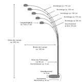 thumbnail of SalesFever Stehleuchte Five Fingers 210 cm | bewegliche Arme mit Glasschirm | echter Marmorfuß | B 122 x T 38 x H 210 cm | weiß