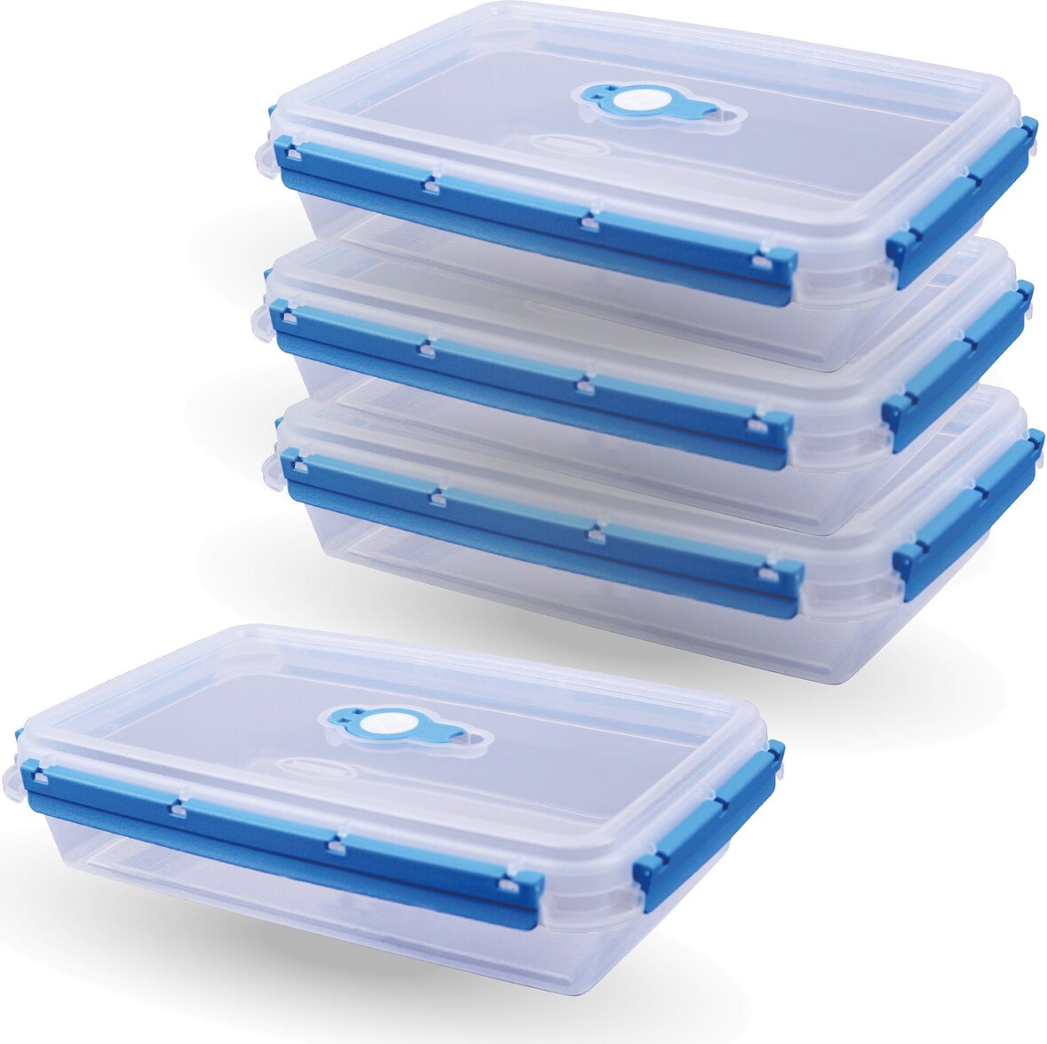 Frischhaltebox 2L - Brotdose im Set Blau - 4er Pack ( 4 Stück )