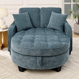 thumbnail of Schlafsofa 93x130x82 cm mit Hocker Stauraum, atmungsaktiver Stoff, Eukalyptusholzrahmen, flexibel als Sofa und Liege, Blau