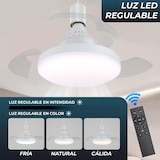 thumbnail of YOEVU Ventilador de techo Compact Mini con luz, motor DC, aspas plegables, mando a distancia