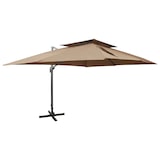 thumbnail of vidaXL Zweefparasol met dubbel dak 400x300 cm taupe