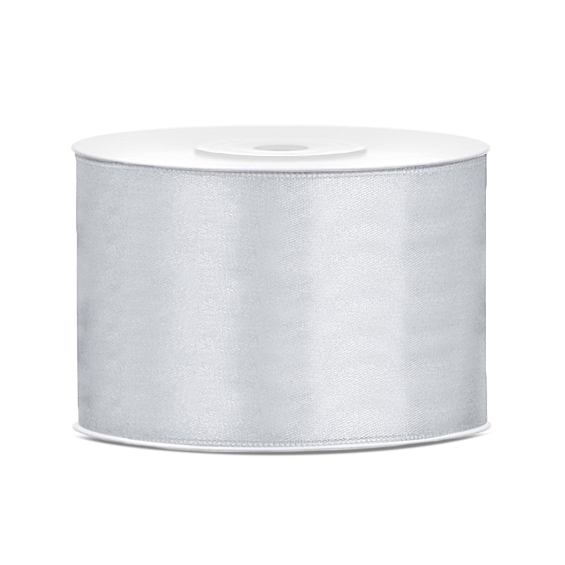 Satin Geschenkband silber 25m 50mm breit