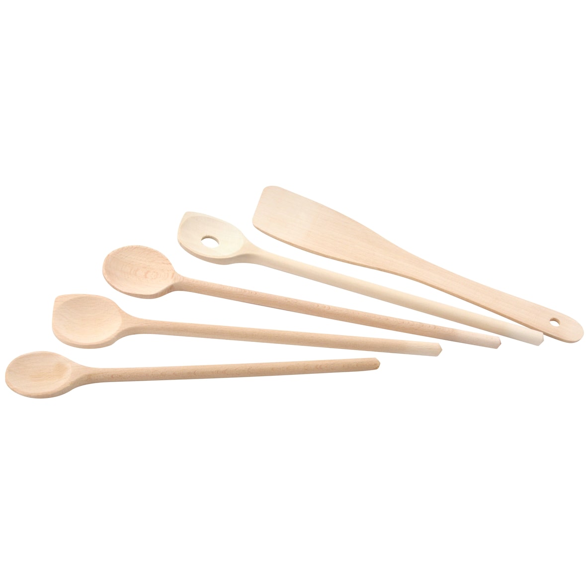aro Holzlöffel-Set, 4x Löffel, 1x Spachtel, braun, 5 Stück