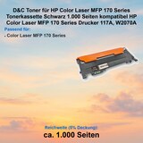 thumbnail of D&C Toner für HP Color Laser MFP 170 Series Tonerkassette Schwarz 1.000 Seiten kompatibel HP Color Laser MFP 170 Series Drucker 117A, W2070A