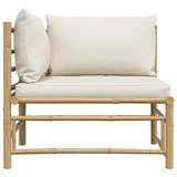 thumbnail of vidaXL Garten-Ecksofa mit Kissen Cremeweiß Bambus