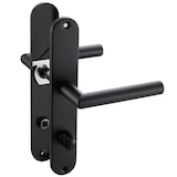 thumbnail of Langschild Drückergarnitur Edelstahl gebürstet EMILIA SCHWARZ WC - Badezimmer Türbeschlag