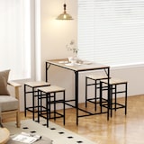 thumbnail of Set de Mesa de Bar y 4 Taburetes con Reposapiés Juego de Muebles Altos con Mesa de 100x60x88 cm Taburetes de 32x32x57 cm para Comedor Cocina Roble