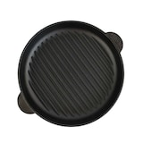 thumbnail of Ø30cm Grillpfanne aus Gusseisen Bräter mit Pressdeckel Glasdeckel Pfannenwender Schmortopf zwei Griffe Servierpfanne Grill