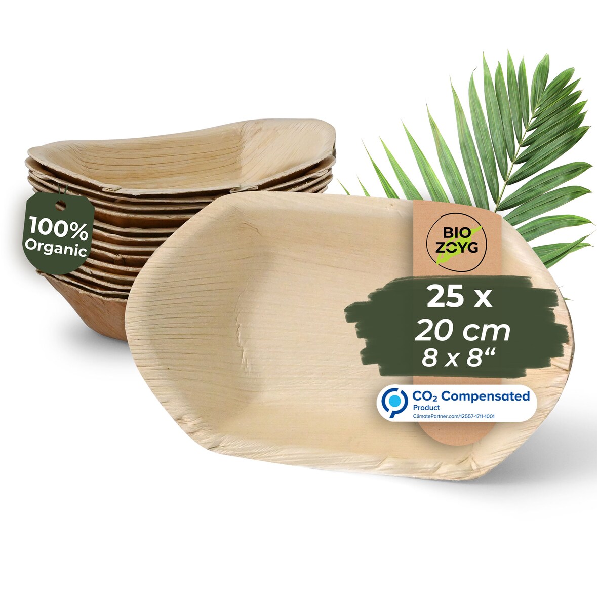 BIOZOYG 25 Stück Einwegschale 20cm Palmblattschale Schiffchenform Einweggeschirr Palmblatt Boot biologisch abbaubar biologisch kompostierbar
