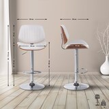 thumbnail of Barhocker LOSAN - Stoff Walnuss/creme 50x50x94 cm Beige Dunkelbraun Silber | Barstuhl Höhenverstellbar Mit Lehne Drehbar Tresenhocker Tresenstuhl