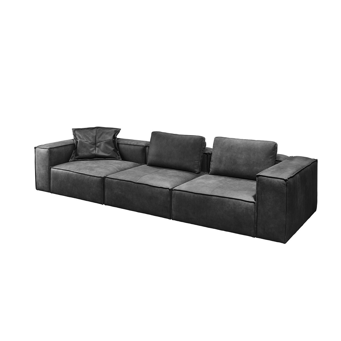 KAWOLA Sofa CARMO 4-Sitzer Leder anthrazit