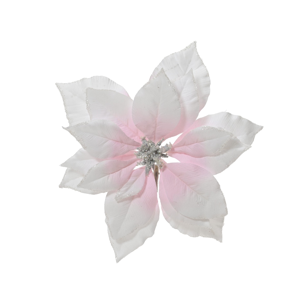 1 Weihnachtsstern Blüte künstlich 24cm mit Clip Christbaumschmuck Kunstblume Weihnachten Christstern Deko Weihnachtsblume Blume Weiß Rosa