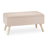 thumbnail of Relaxdays Sitzbank mit Stauraum, gepolstert, Holzbeine, Truhenbank Stoffbezug, HxBxT: 39,5 x 79,5 x 39,5 cm, beige