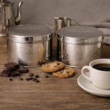 thumbnail of Boîte à cookies ronde argentée 17x17x9cm