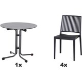 thumbnail of SIENA GARDEN Urban Lights Set 5teilig Lane Stuhl gastrotauglich anthrazit mit Tisch Sola Ø80