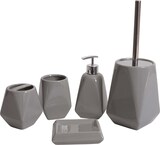 thumbnail of 5-teiliges Badset HWC-C71, WC-Garnitur Badezimmerset Badaccessoires, Keramik ~ grau