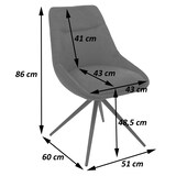 thumbnail of Conjunto de 6 cadeiras de sala de jantar HWC-M65, cadeira de cozinha cadeira de braços, giratória posição automática metal tecido/têxtil ~ antracite