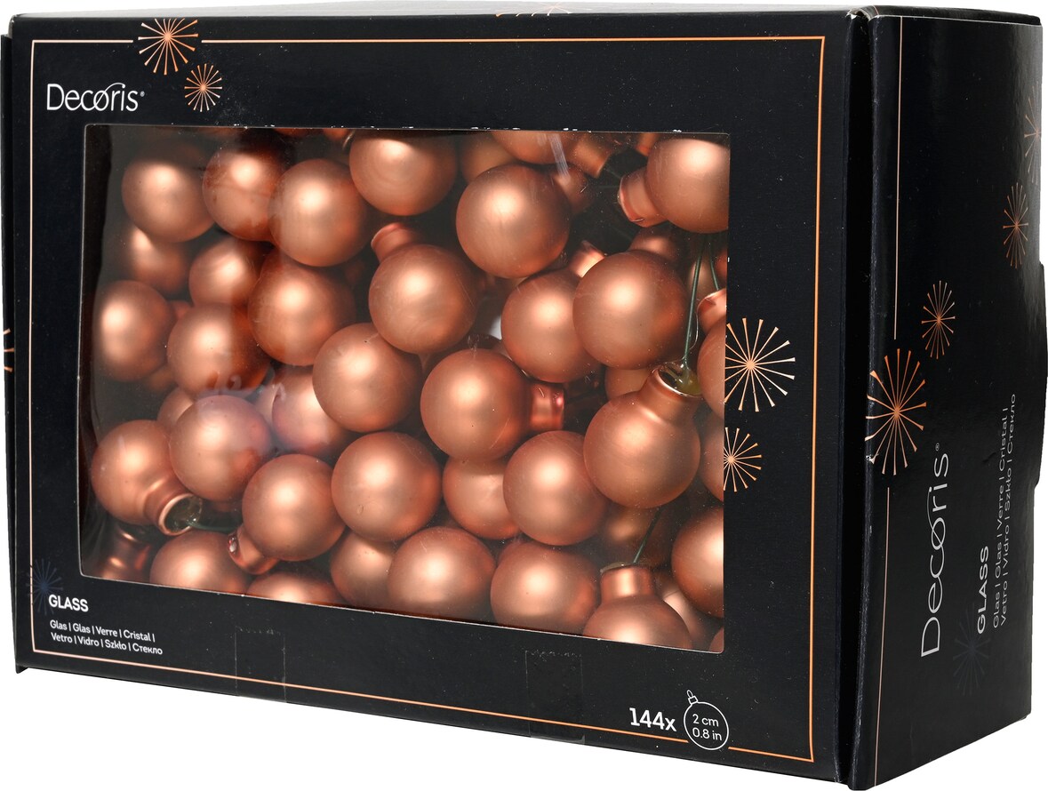 144 Glaskugeln am Draht 2cm Weihnachtskugeln Spiegelbeeren - kleine Dekokugeln Christbaumschmuck Weihnachtsdeko Brandy matt