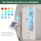 thumbnail of Merax 16 Farben LED-beleuchtete Vitrine, mit Glastüren, Standvitrine LED-Vitrine Wohnzimmer Hochregal Bücherreg Weiße