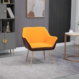 thumbnail of HOMCOM butaca de salón sillón de salón tapizado en cuero Sintético y terciopelo con reposabrazos patas doradas y marco de acero carga 120 kg gris