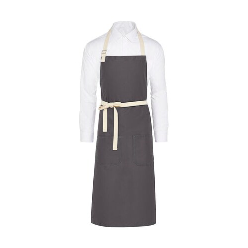 SANTORINI - Contrasted Bib Apron with Pocket: One Size / Grey