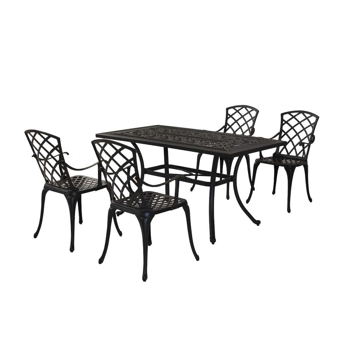 Merxx Rhodos Set 5tlg., 4 Sessel, 1 Tisch 150 x 90 cm, Aluminiumguss, Graphit