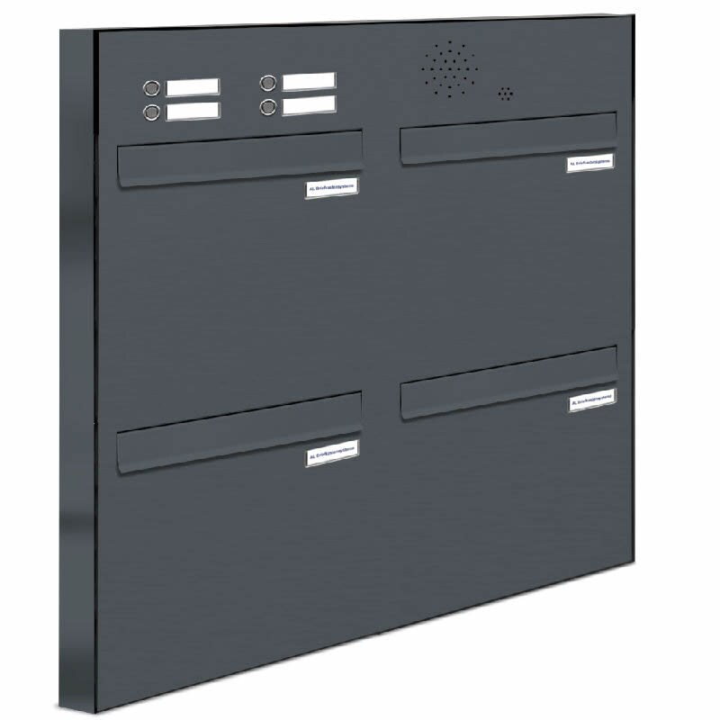 AL Briefkastensysteme 4 Fächer Premium Durchwurf Briefkasten A4 in RAL 7016 Anthrazit Grau, Post A4, robust, wetterfest, Artikelnummer 331P4DZ2KSP7016
