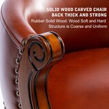 thumbnail of Barhocker Leder Massivholz Braun 96x55x55 cm mit Rückenlehne und 360 Grad Drehfunktion, gepolsterter Sitz, robustes Holzgestell