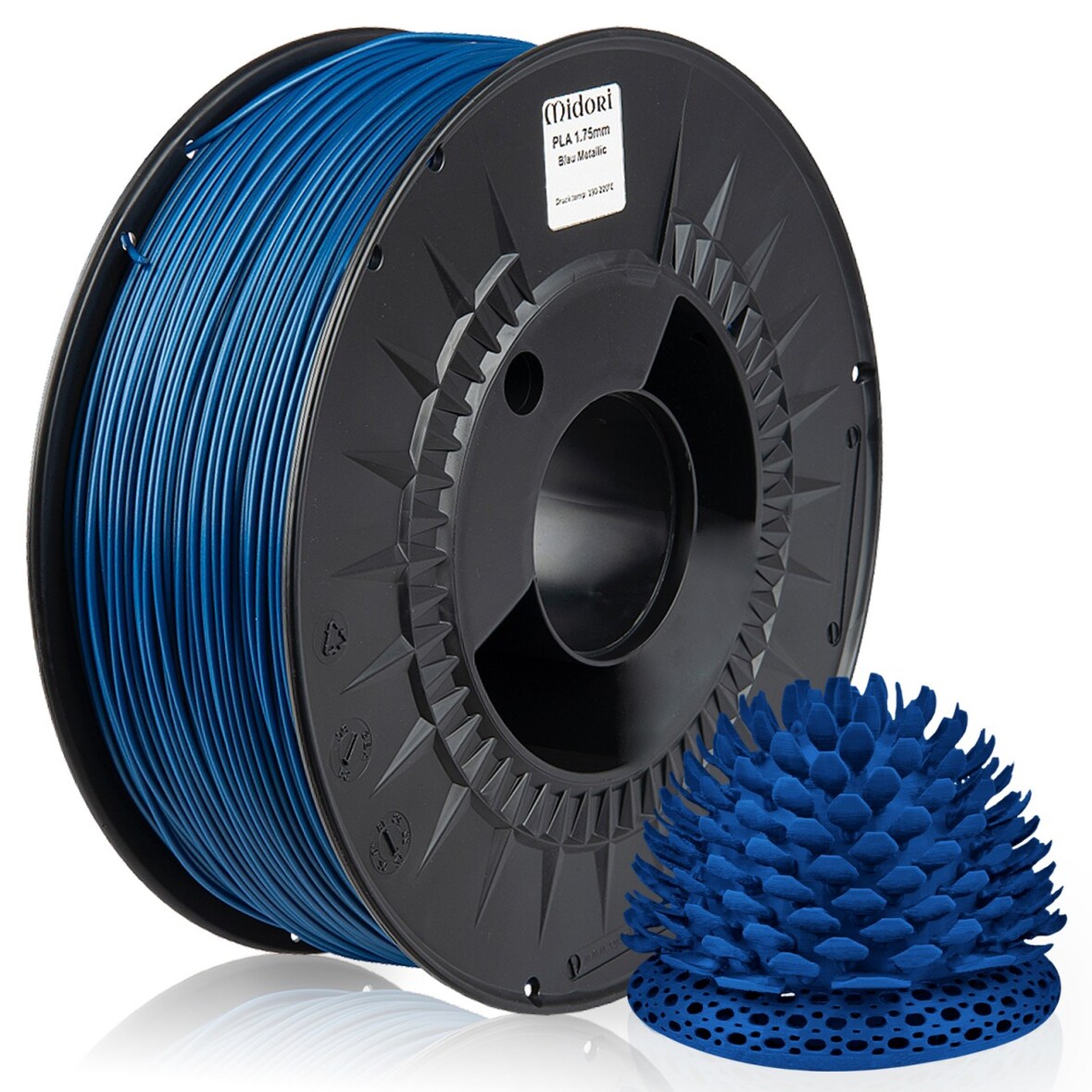 4 x MIDORI® 3D Drucker 1,75mm PLA Filament 1kg Spule Rolle Premium Blau Metallic